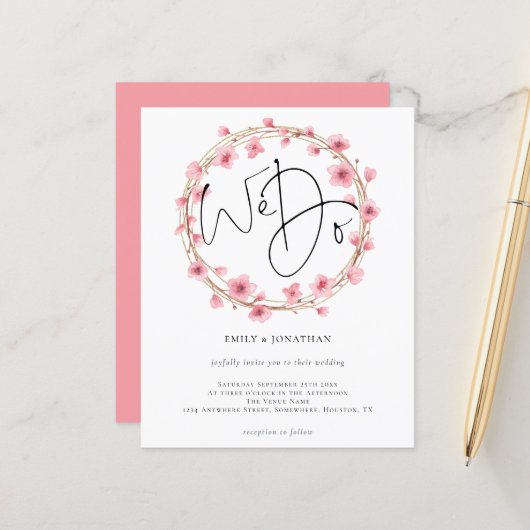 Budget We Doフローラフレーム結婚式招待状 (正面/裏面インサイチュ)