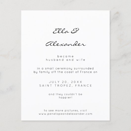 Budget We Eloped Photo 結婚 Caligの発表 (裏面)