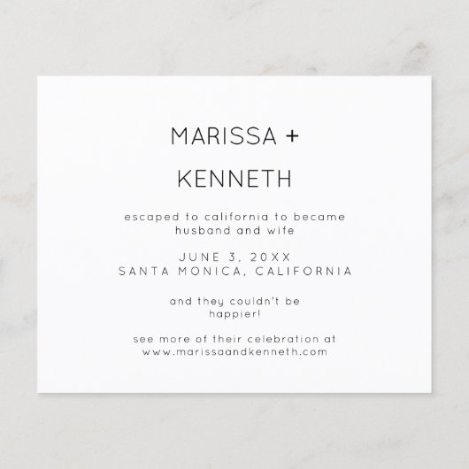 Budget We Eloped Photo Landsc結婚の発表 (裏面)