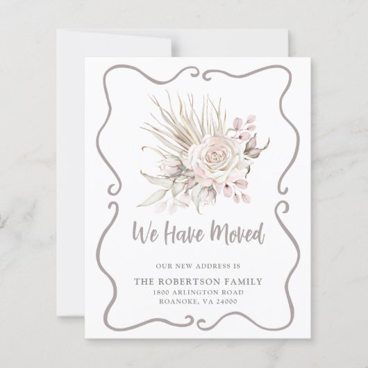 Budget We Have Moved Blush Roses New Address Card (正面)