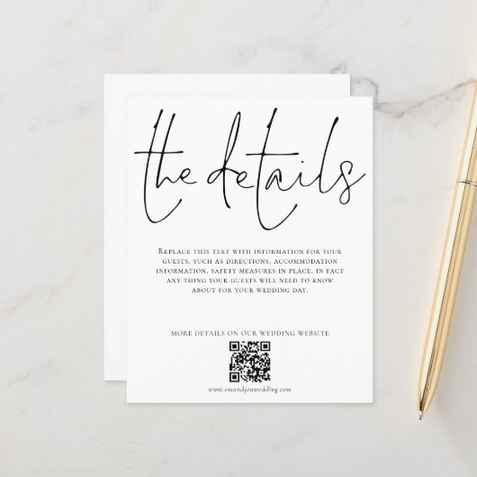 Budget Wedding Details QR Code Script Enclosure (正面/裏面インサイチュ)