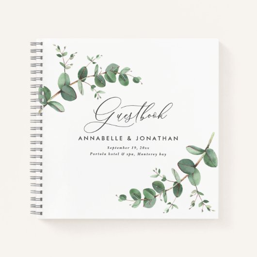 budget wedding eucalyptus rustic simple guest book ノートブック (正面)
