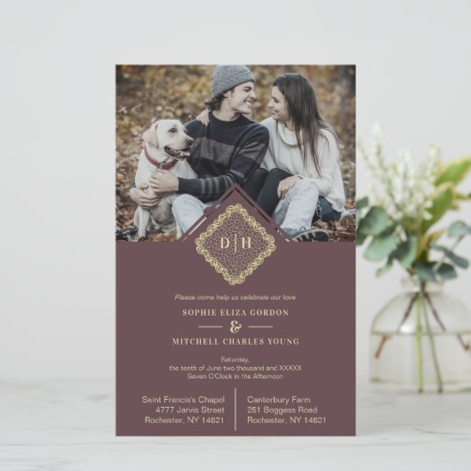 Budget Wedding Initials 2 Photos Lace Elegant (スタンド正面)