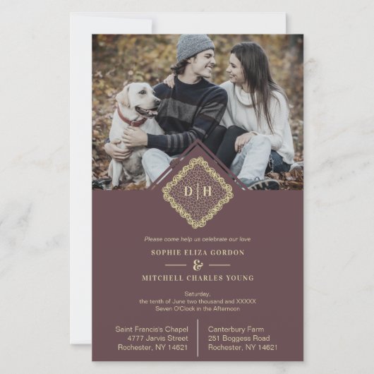 Budget Wedding Initials 2 Photos Lace Elegant (正面)