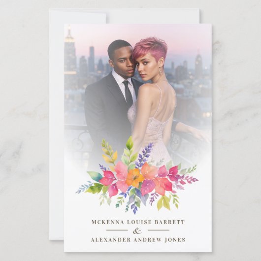 Budget Wedding Pink Flowers & Branches Bouquet (正面)