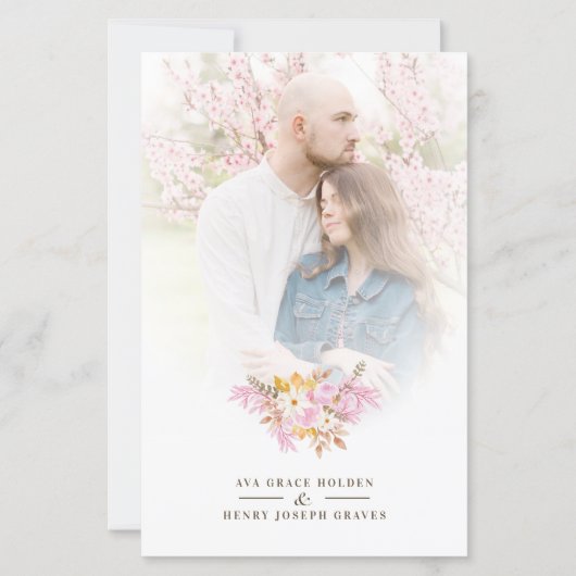 Budget Wedding Pink Flowers & Branches Bouquet (正面)