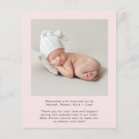 Budget Welcome Photosベビーガール誕生のお知らせ (裏面)