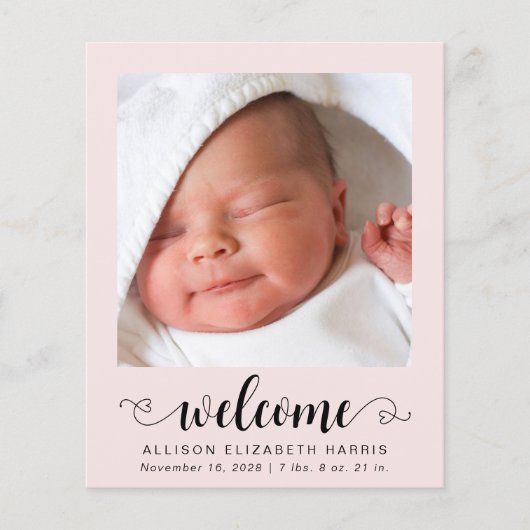 Budget Welcome Photosベビーガール誕生のお知らせ (正面)