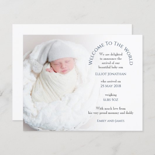 Budget Welcome to World Photo Birth Announcement (正面/裏面)