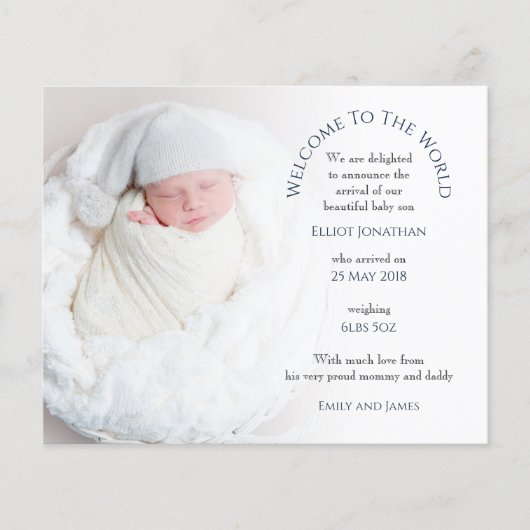 Budget Welcome to World Photo Birth Announcement (正面)