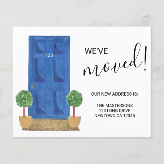 Budget We've Moved Blue Door Announcement Card (正面)