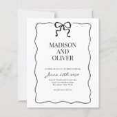 Budget Whimsical Black Bow Tie Wedding Invitation (正面)