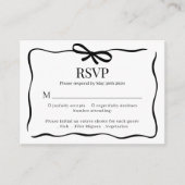 BUDGET Whimsical Black Bow Tie Wedding Menu Rsvp エンクロージャーカード (正面)