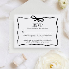 BUDGET Whimsical Black Bow Tie Wedding Menu Rsvp エンクロージャーカード