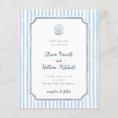 Budget Whimsical Retro Blue Stripes Wedding (正面)
