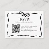 BUDGET Whimsy Black Bow Tie Wedding QR Code Rsvp エンクロージャーカード (正面)