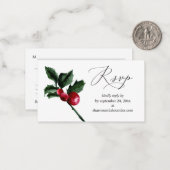 Budget Winter Holly Berry 2SM Meal RSVP注 ノートカード (正面/裏面インサイチュ)