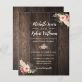 BUDGET Woodテクスチかわいらしャのピンクのフローラ結婚ズ (正面/裏面)