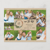 Budget Wreath Rustic 10 Multi Photo Save the Date (正面)