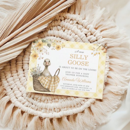 Budget Yellow Silly Goose Baby Shower Invitation 招待状