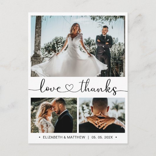 Budget's 結婚 Thank You 3 Photo Collageはがき ポストカード (正面)