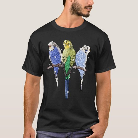 Budgieのセキセイインコのグリッター Tシャツ (正面)