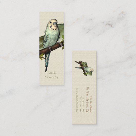 Budgieの青い細いしおり スキニー名刺 (正面/裏面)