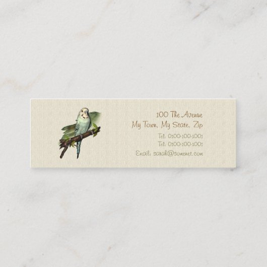 Budgieの青い細いしおり スキニー名刺 (裏面)