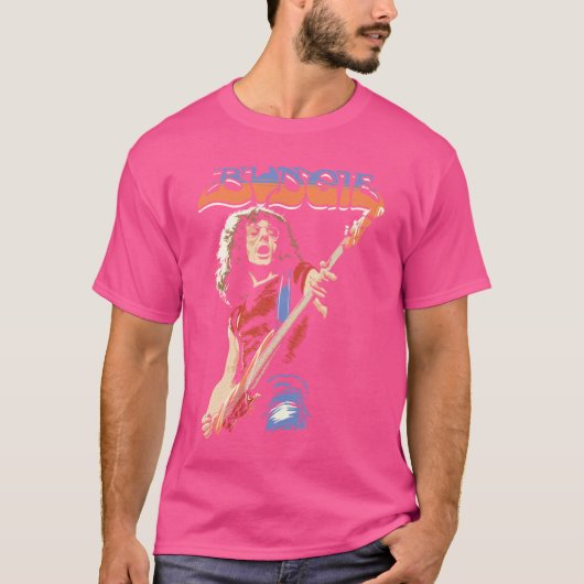 Budgieバンド バーク シェリー ギター v2 フレンズ tシャツ (正面)