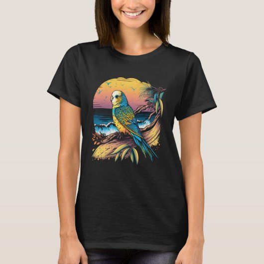 Budgie Beach Budgerigar Parakeet Bird Summer  3 Tシャツ (正面)