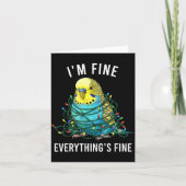 Budgie Bird Christmas I'm Fine Everything Is Fine  カード (正面)