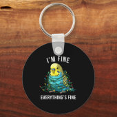 Budgie Bird Christmas I'm Fine Everything Is Fine  キーホルダー (正面)