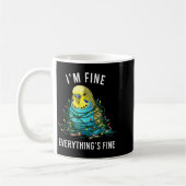 Budgie Bird Christmas I'm Fine Everything Is Fine コーヒーマグカップ (左)