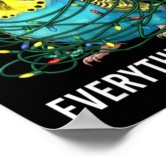 Budgie Bird Christmas I'm Fine Everything Is Fine  ポスター (角)