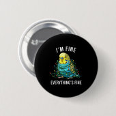 Budgie Bird Christmas I'm Fine Everything Is Fine  缶バッジ (正面&裏面)