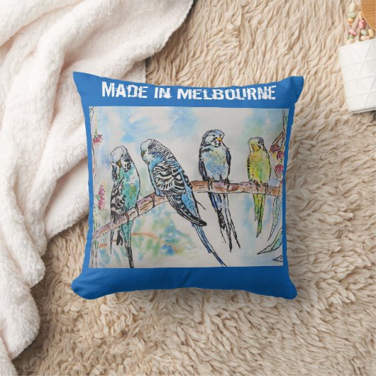 Budgie Budgerigar Bird Made In Melbourne  クッション (ブランケット)