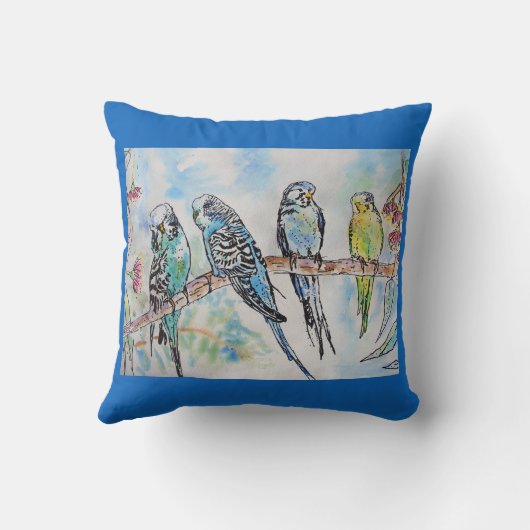 Budgie Budgerigar Bird Made In Melbourne  クッション (裏面)