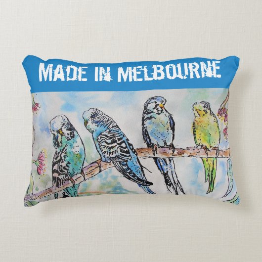 Budgie Budgerigar Bird Made In Melbourne Birds アクセントクッション (正面)