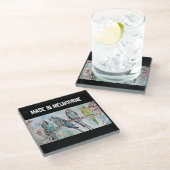 Budgie Budgerigar Bird Made In Melbourne Birds ガラスコースター (アングル)