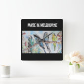 Budgie Budgerigar Bird Made In Melbourne Birds スクエア壁時計 (ホーム)