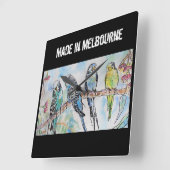 Budgie Budgerigar Bird Made In Melbourne Birds スクエア壁時計 (傾斜)