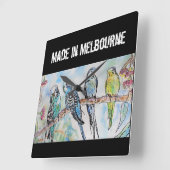 Budgie Budgerigar Bird Made In Melbourne Birds スクエア壁時計 (傾斜)