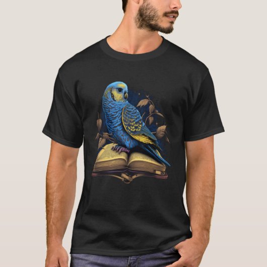 Budgie Budgerigar Book Parakeet Bird Bookworm Read Tシャツ (正面)
