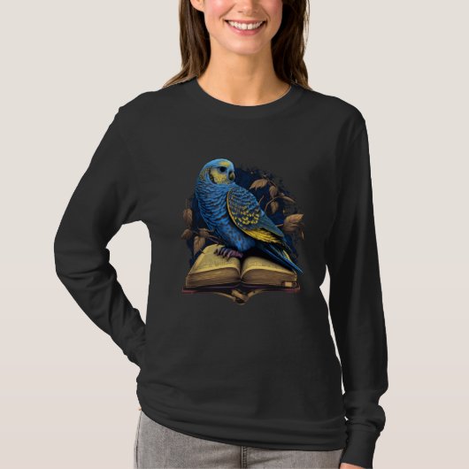 Budgie Budgerigar Book Parakeet Bird Bookworm Read Tシャツ (正面)