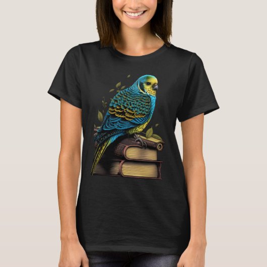 Budgie Budgerigar Book Parakeet Bird Bookworm Read Tシャツ (正面)