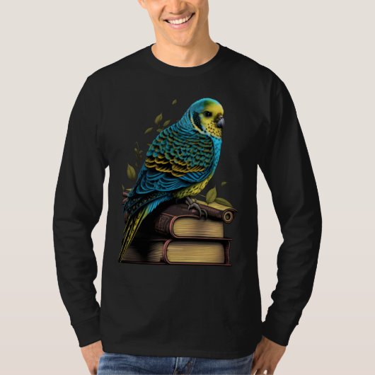 Budgie Budgerigar Book Parakeet Bird Bookworm Read Tシャツ (正面)