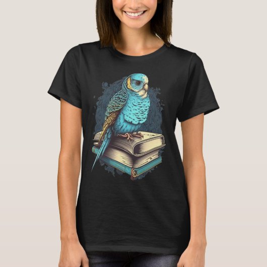 Budgie Budgerigar Book Parakeet Bird Bookworm Read Tシャツ (正面)