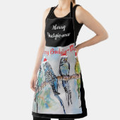 Budgie Budgerigar Christmas Merry Budgie-mas エプロン (インサイチュ)