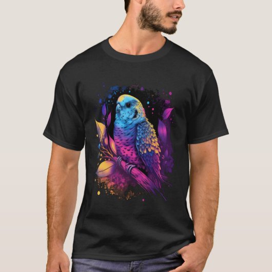 Budgie Budgerigar Parakeet Bird Aesthetic Vaporwav Tシャツ (正面)
