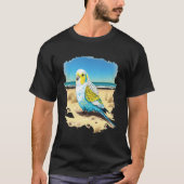 Budgie Budgerigar Parakeet Bird Ocean Beach Summer Tシャツ (正面)